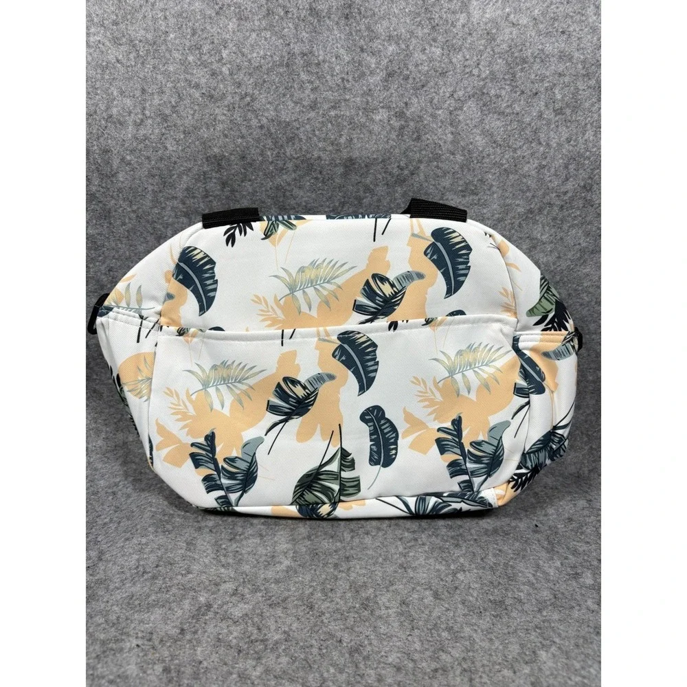 Tahan Tropical Leaf Insulated Lunch‎ Bag Medium White Floral Crossbody Strap